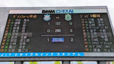 試合結果｜甲府 1-2 磐田